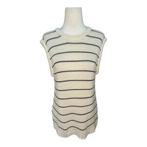 NEW Madewell Women’s Small Bright Ivory Puff-Trim Sweater Vest in‎ Stripe NWT